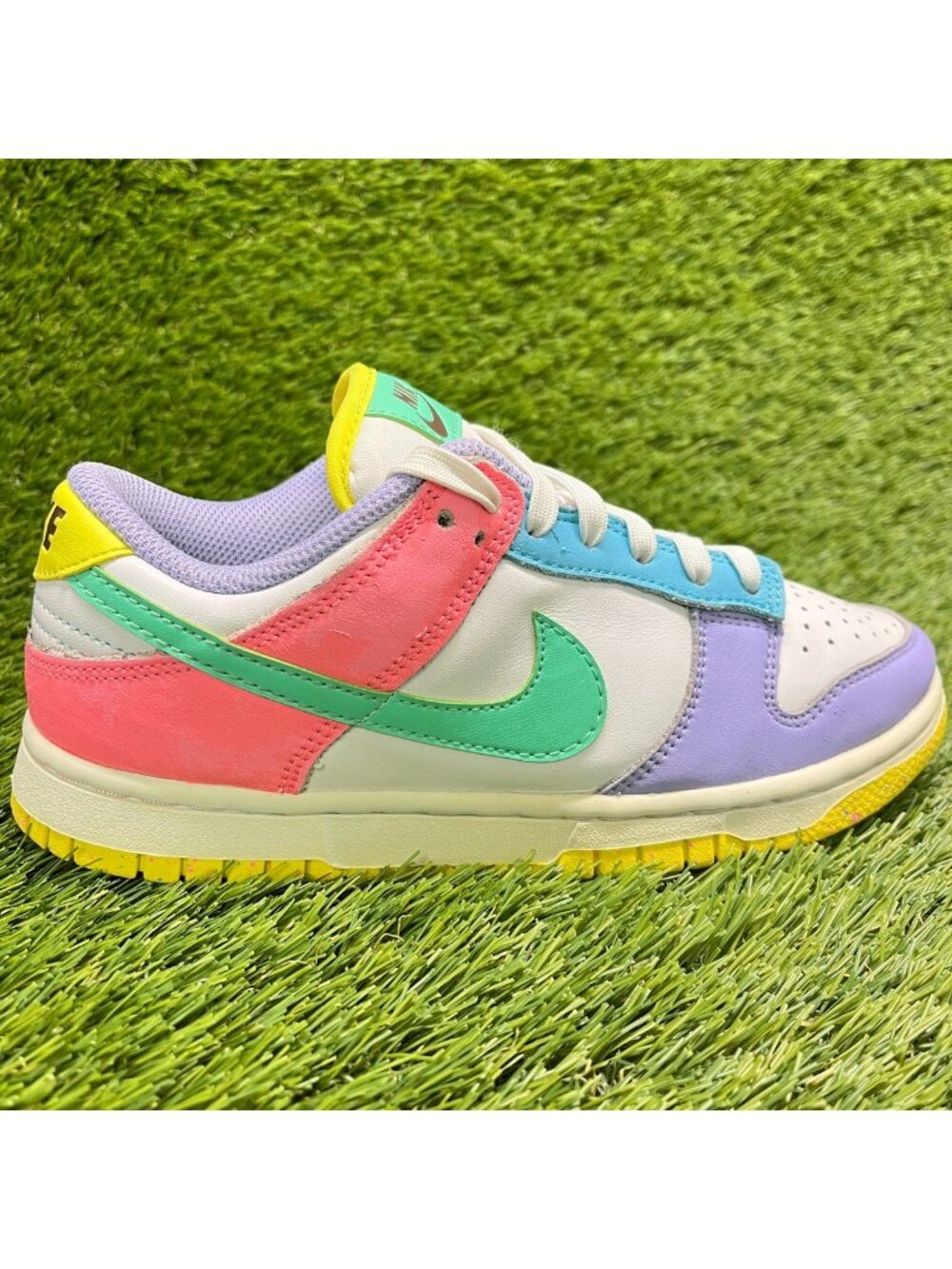 Nike Dunk Low SE Easter Womens Size 6 White Purple Pink Athletic Shoes Sneakers
